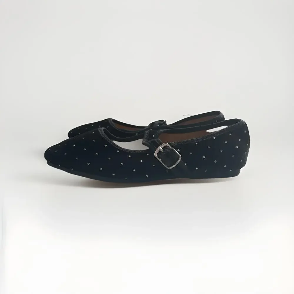 J. Crew Factory Crewcuts Girls' Glitter Dot Velvet Mary Jane Flats‎ K3 Occasion
